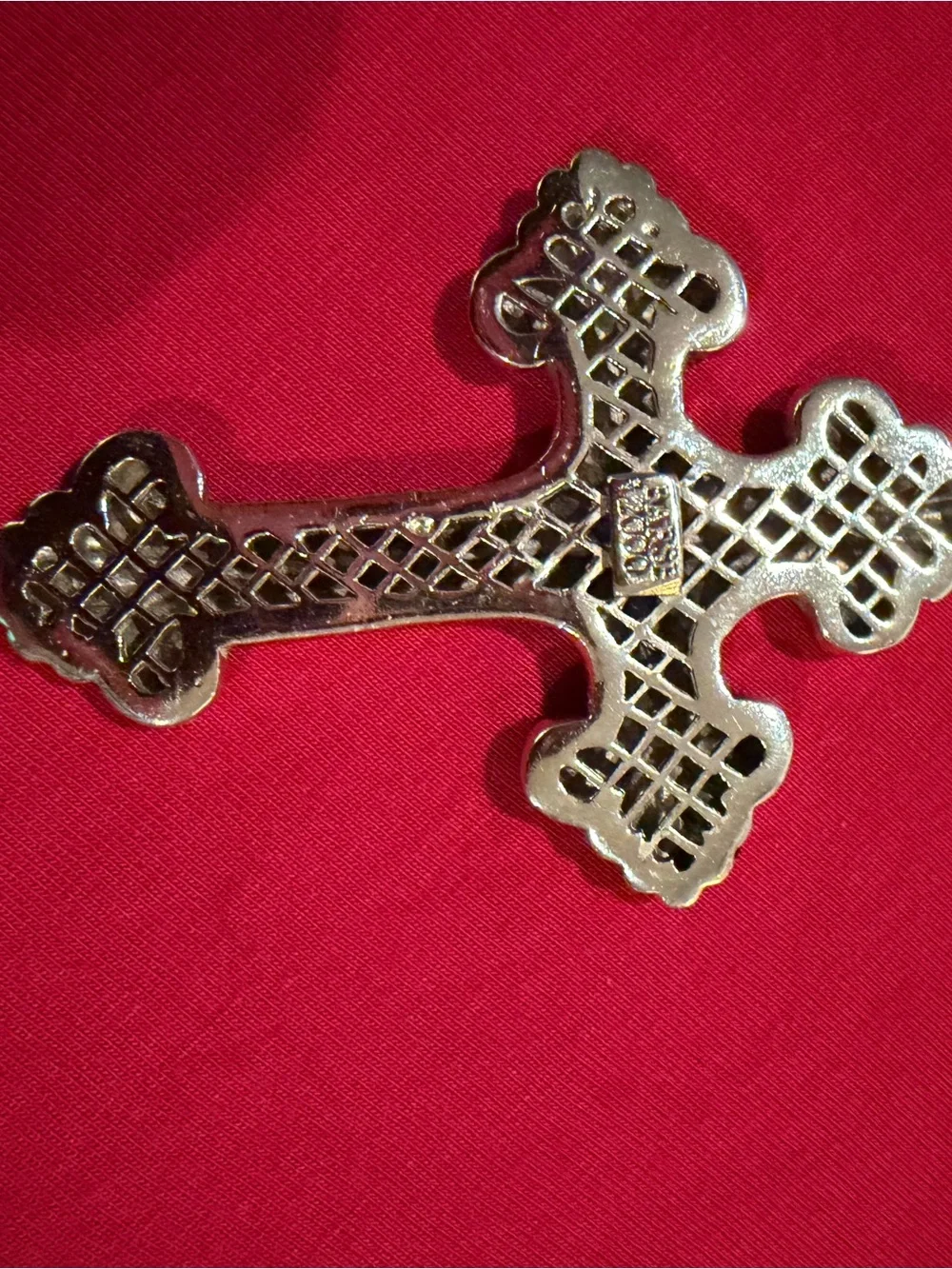 Barse Ornate Silver & Gold Decorative Cross Pendant - Classic Scroll Design